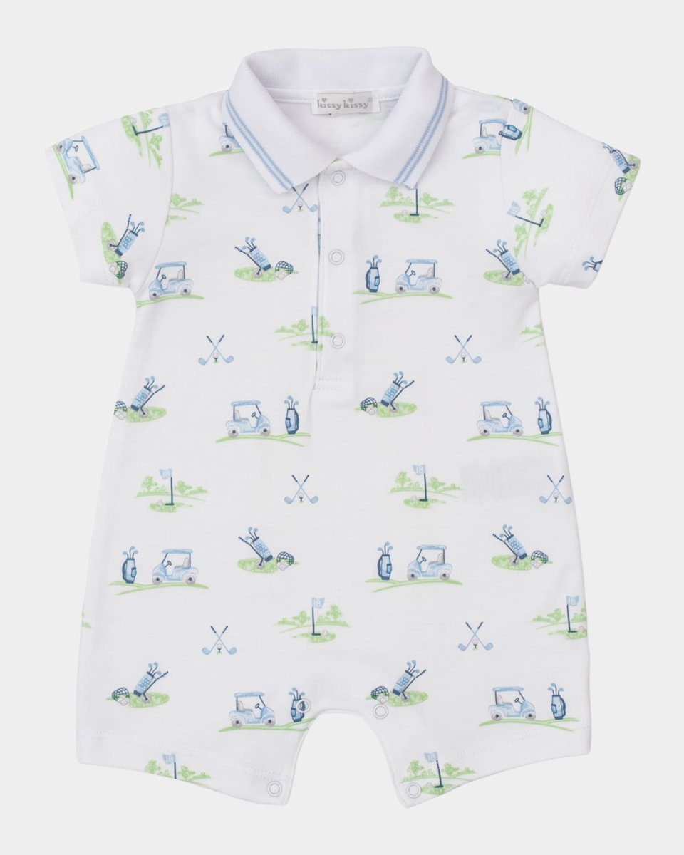 Boy's Fairway Foursome Short Playsuit and Hat Set, Size 0M-